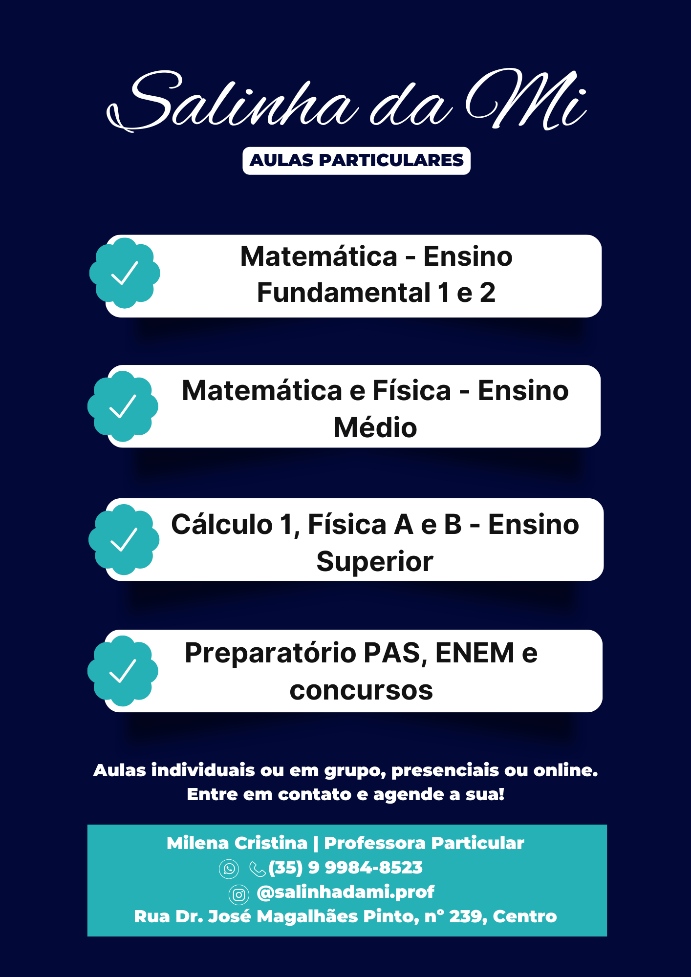 Aulas particulares Física A e B, Cálculo I